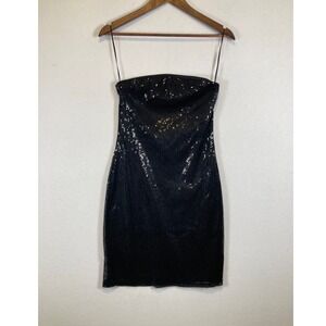 The Limited Sequin Mini Dress Women XS Black Strapless Cocktail Glam Party